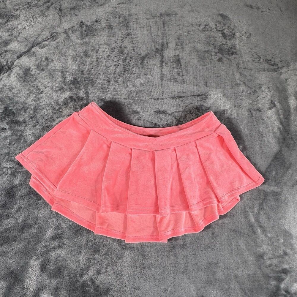 Akira Fashion Sz M Icon Pleated Micro Mini Skirt Velvet Flirty Low Rise Stretch - Picture 3 of 12